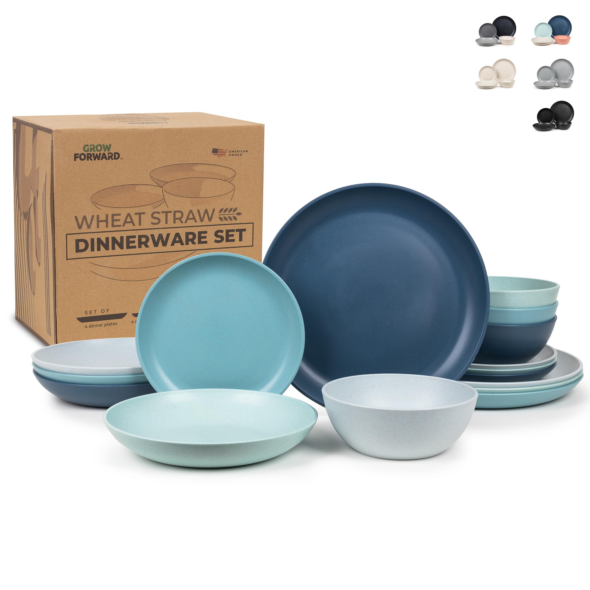 Amazon.com: Grow Forward 16-piece Premium Wheat Straw Dinnerware